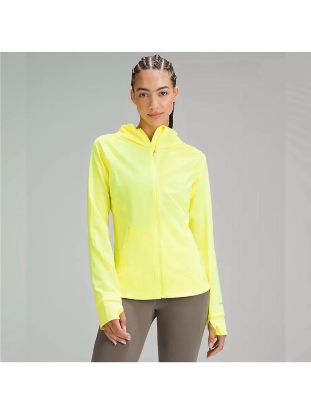 Lululemon Mist Over Full Zip Windbreaker Jacket in Electric Lemon Size 2